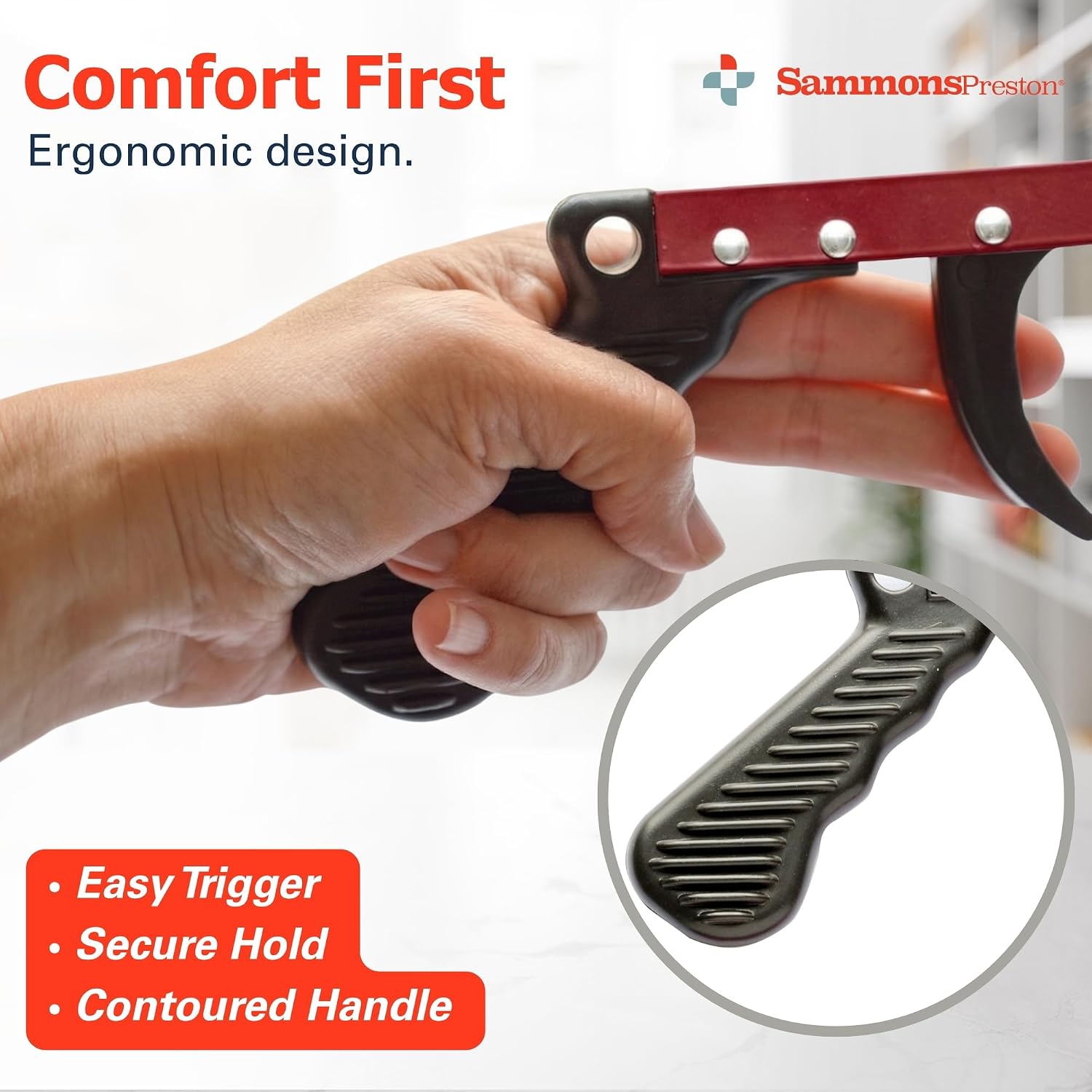 Sammons Preston Reacher, 32" Grabber Tool for Seniors, Magnetic Tip, Silver | Lightweight grabber reacher tool with magnetic tip, ergonomic grip and claw jaw, a reaching aid for seniors