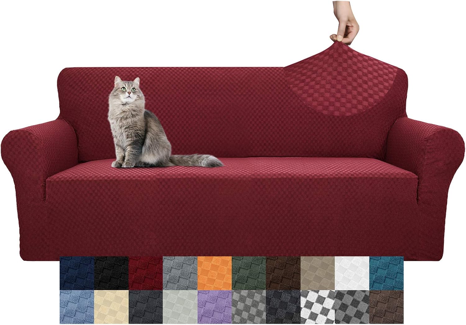 YEMYHOM Couch Cover Latest Jacquard Design High Stretch Sofa Covers for 2 Cushion Couch
