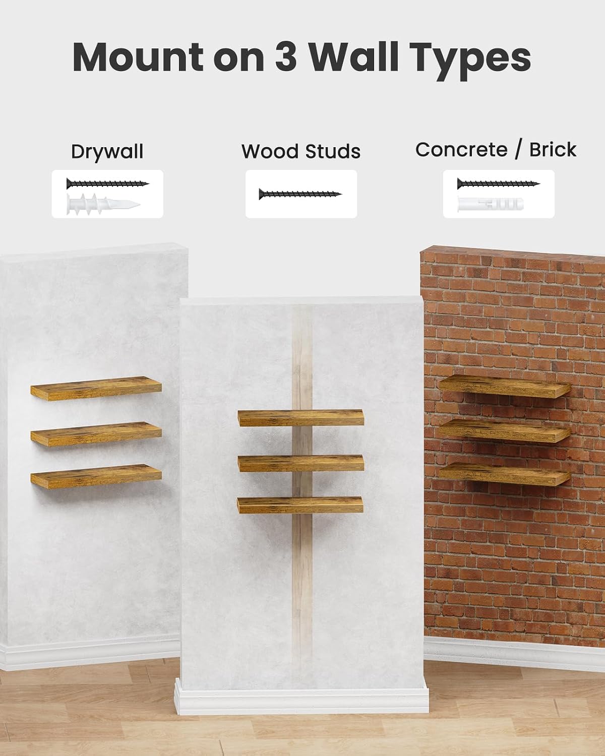 AMADA HOMEFURNISHING Floating Shelves, Wall Shelves for Bathroom/Living Room/Bedroom/Kitchen Decor