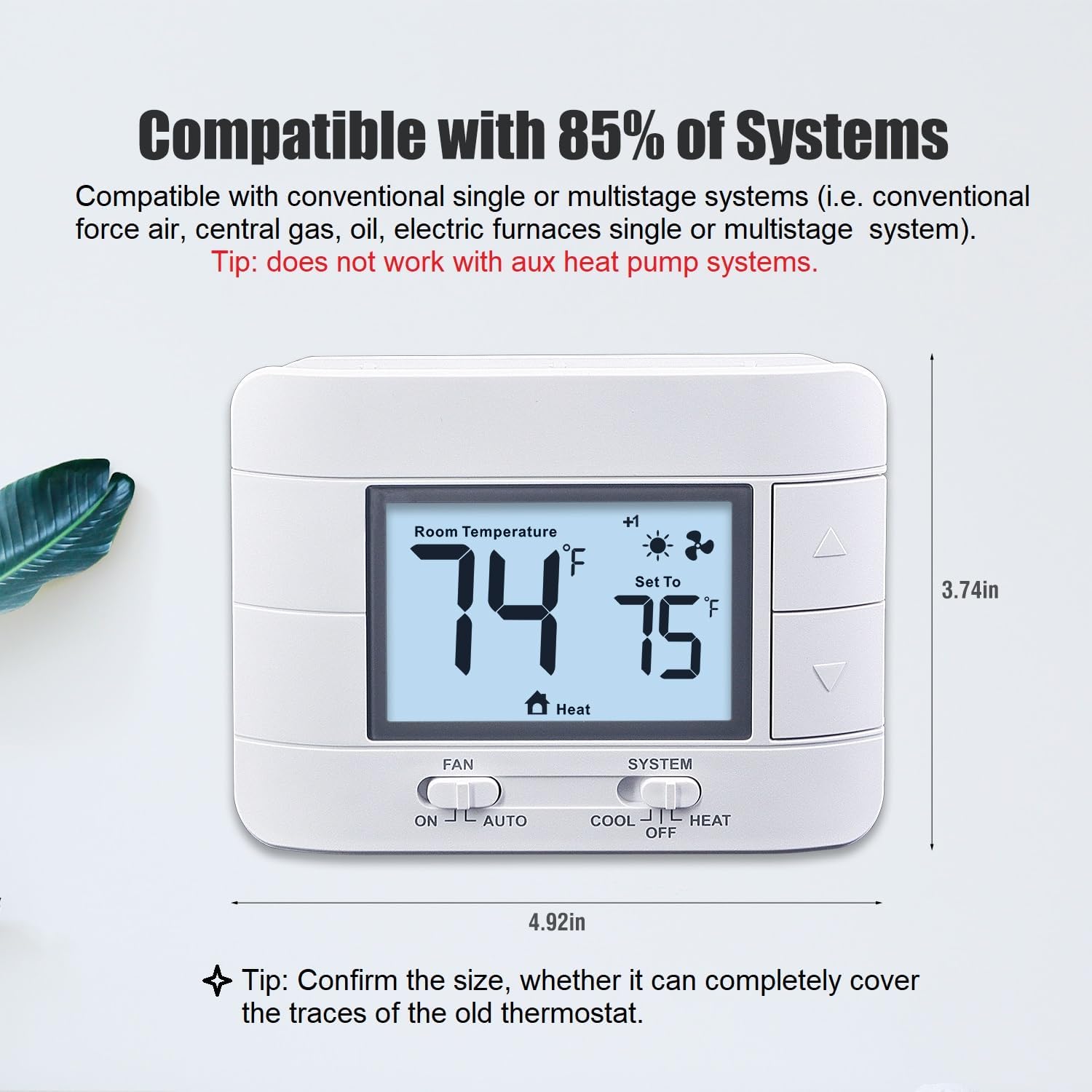 Aowel 2 Heat/ 2 Cool Non-Programmable Thermostat for Conventional System
