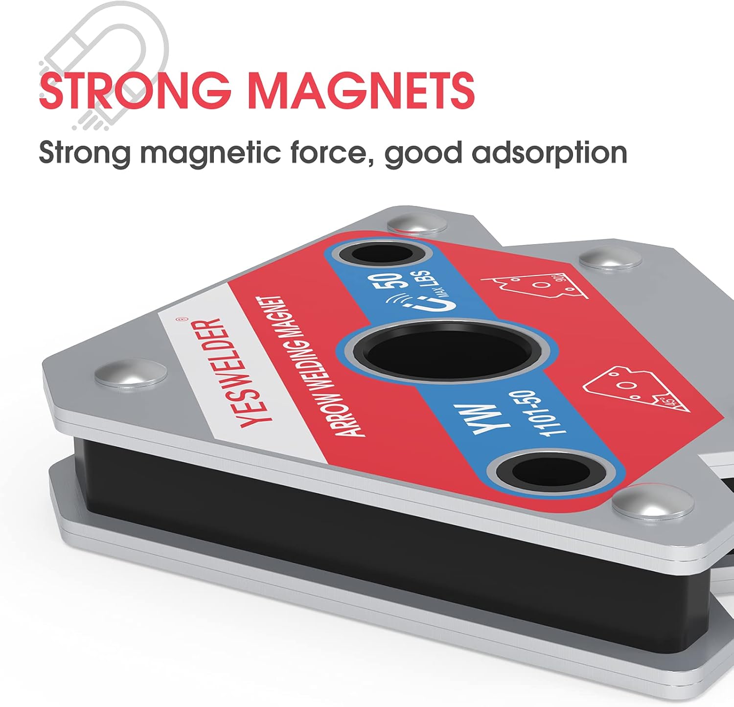 YESWELDER 4-Pc Welding Magnet Set, 50 lb Holding Power Welding Accessories