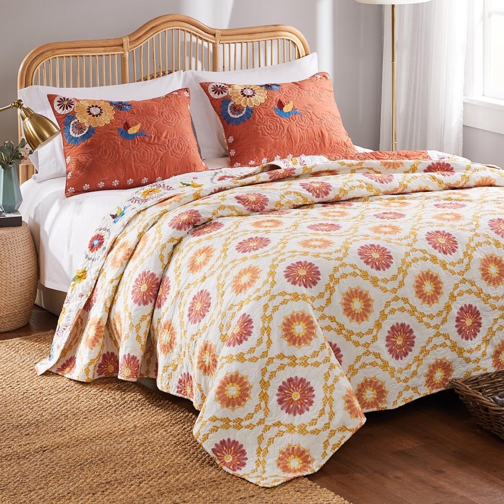 Greenland Home Barefoot Bungalow Topanga Quilt Set, 3-Piece Full/Queen, Multi