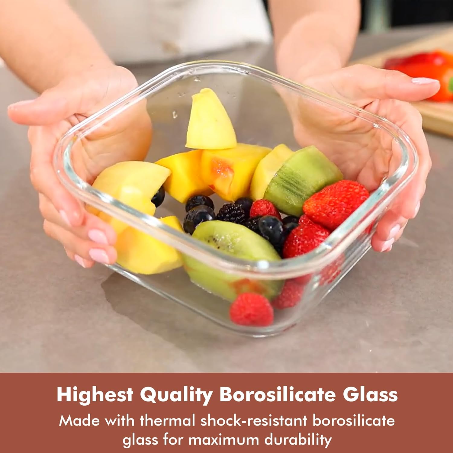 Razab 2 PC 1200ML / 41 Oz Glass Food Storage Containers with Lids - Airtight & Leakproof - Microwave/Oven/Freezer Safe - BPA Free - Ideal for Meal