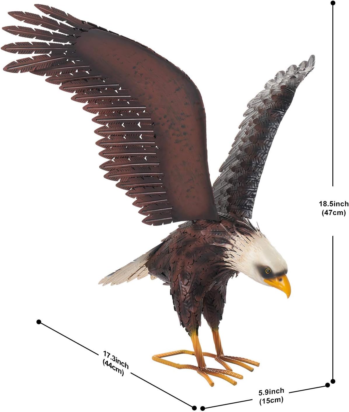 chisheen Bald Eagle Statue Outdoor Garden Sculpture Metal Yard Art Lawn Decorations,Large Eagle Figurines and Statues