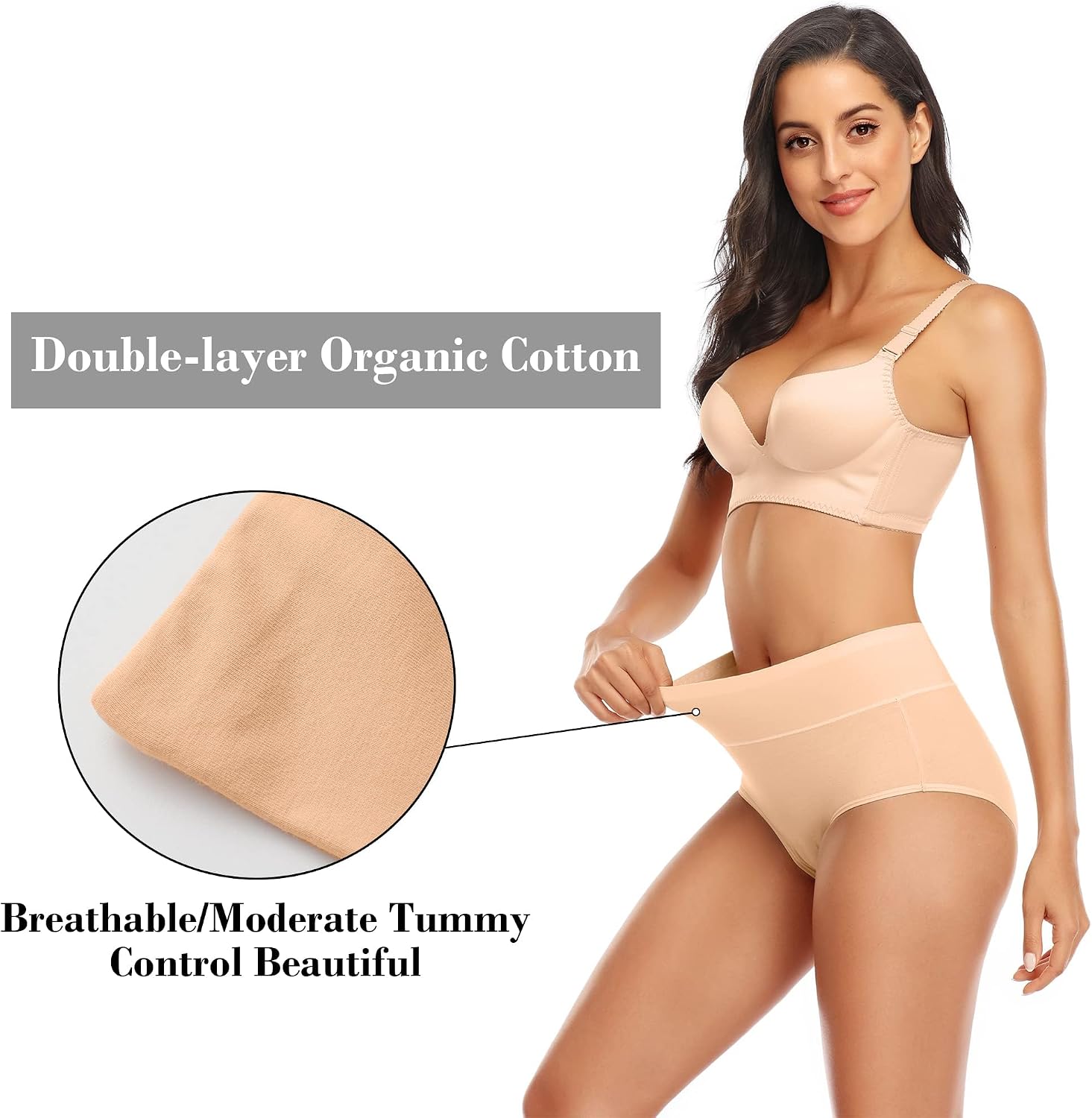 Womens Tummy Control Underwear Cotton High Waisted Full Briefs