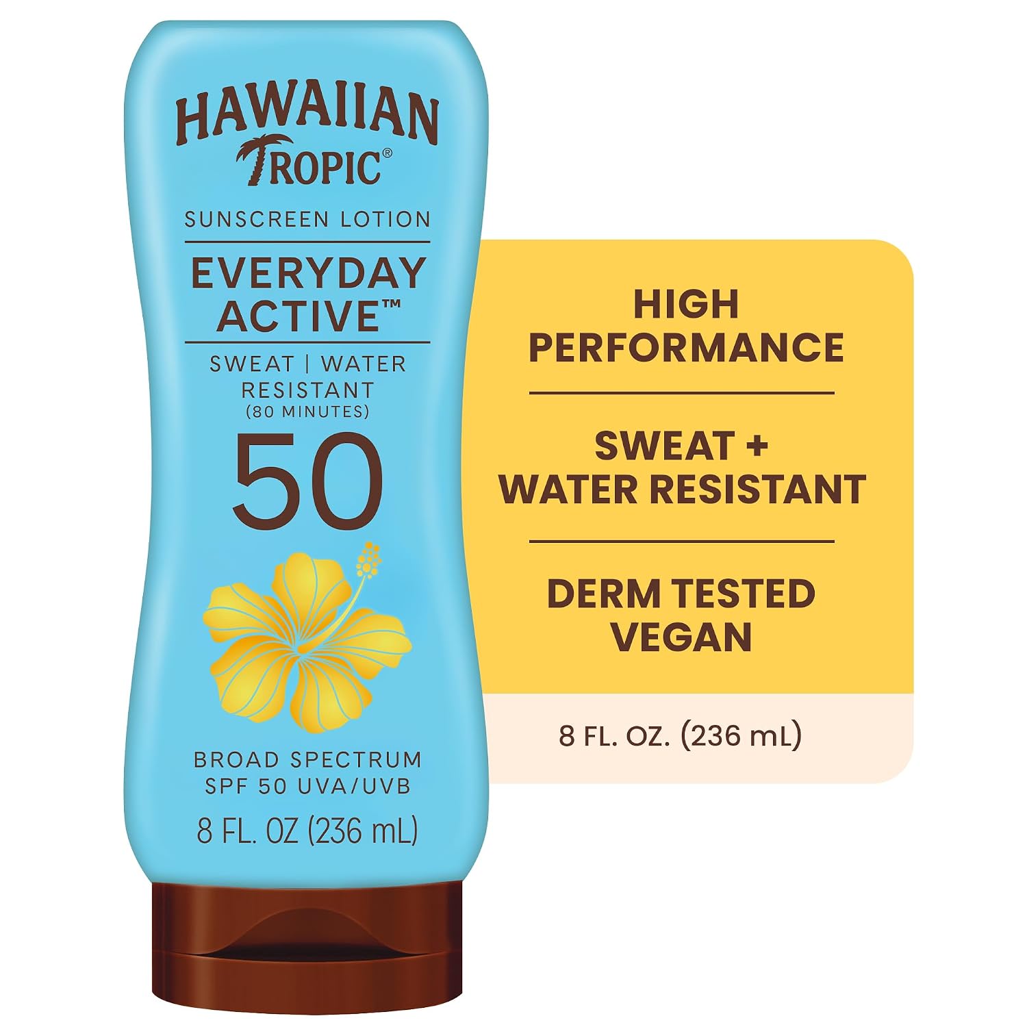 Hawaiian Tropic Everyday Active SPF 50 Sunscreen Lotion, 8 Fl Oz