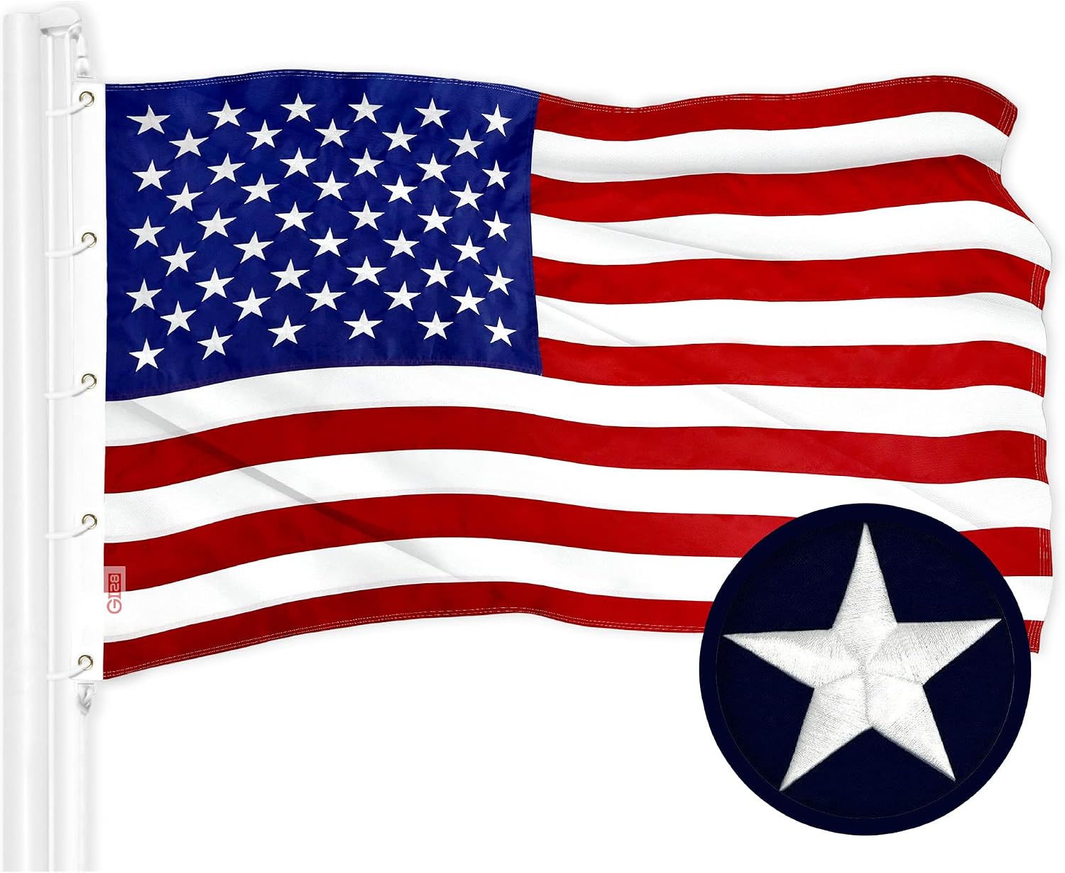 G128 American USA Flag | 5x8 Ft | ToughWeave Series Embroidered 300D Polyester | Country Flag, Embroidered Stars, Sewn Stripes, Indoor/Outdoor, Brass Grommets
