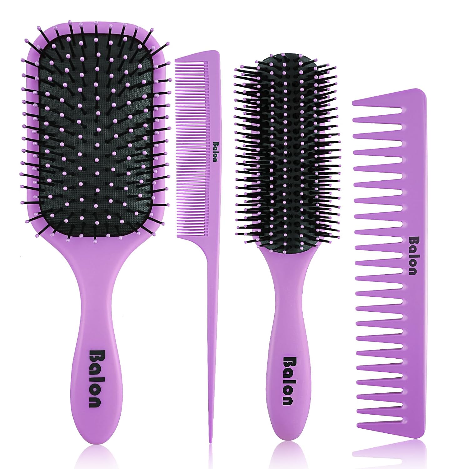 Hair Brush for Men and Women, 4Pcs Brush and Comb Set Detangling All Hair