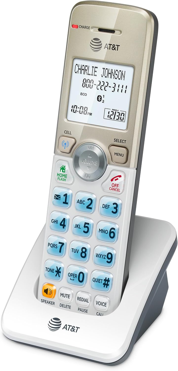 AT&T DL72219 DECT 6.0 2-Handset Cordless Phone for Home with Connect to Cell, Call Blocking, 1.8" Backlit Screen, Big Buttons, intercom
