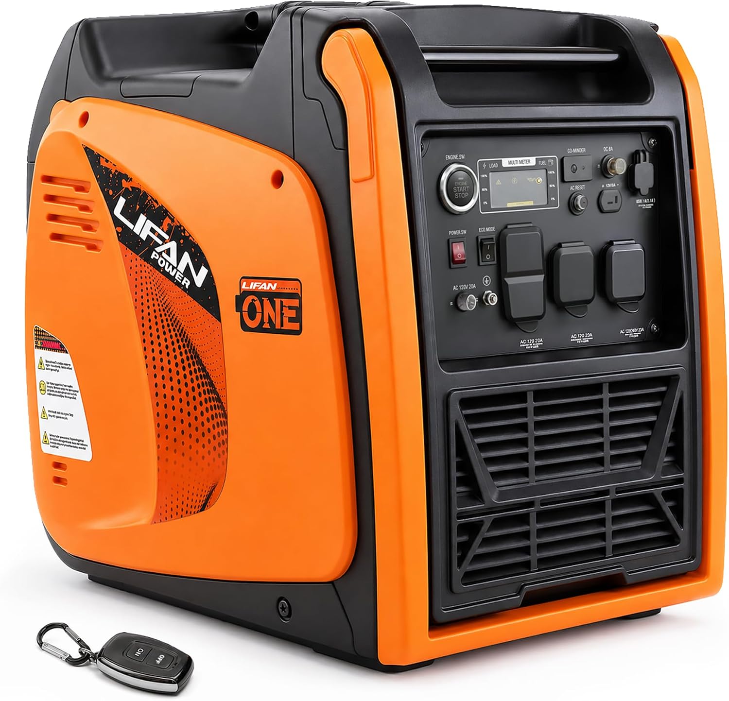 LIFAN 6900W Inverter Generator for Home Backup, 120/240V, Remote Start | 5500W Rated Gas Power, Pure Sine Wave, CO-Minder, RV Ready, Up to 14H at 25% Load