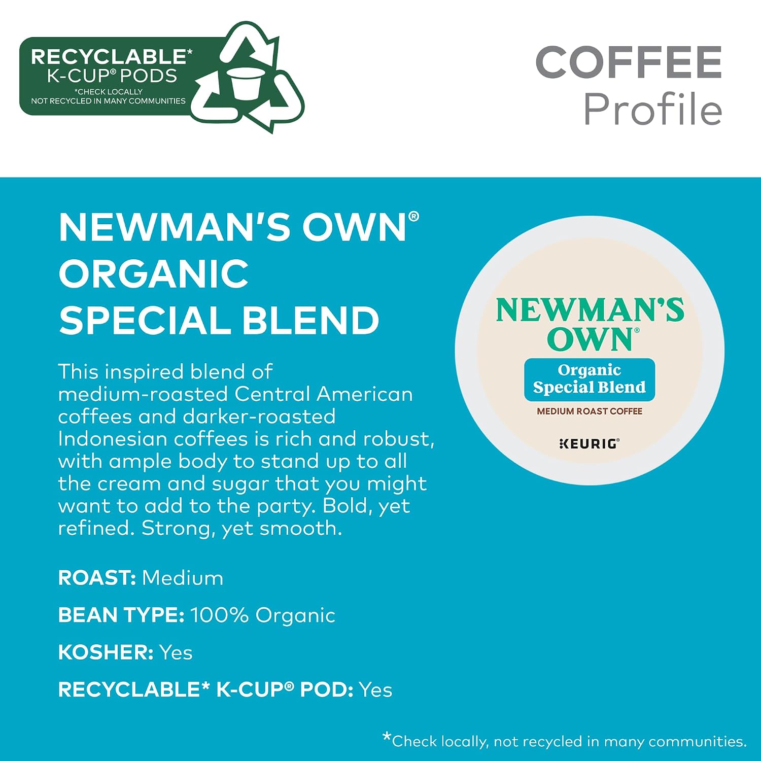 Newman's Own Organics Special Blend Keurig Single-Serve K-Cup Pods, Medium Roast Coffee, 96 Count