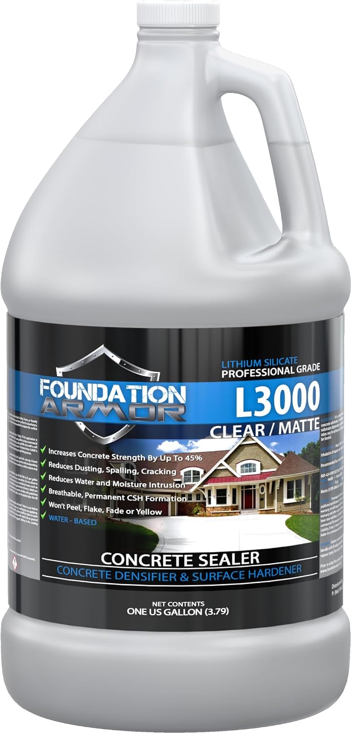 Foundation Armor 1-Gal. L3000 Ready to Use Water-Based Lithium Silicate Densifier, Hardener, and Sealer for Concrete & Masonry
