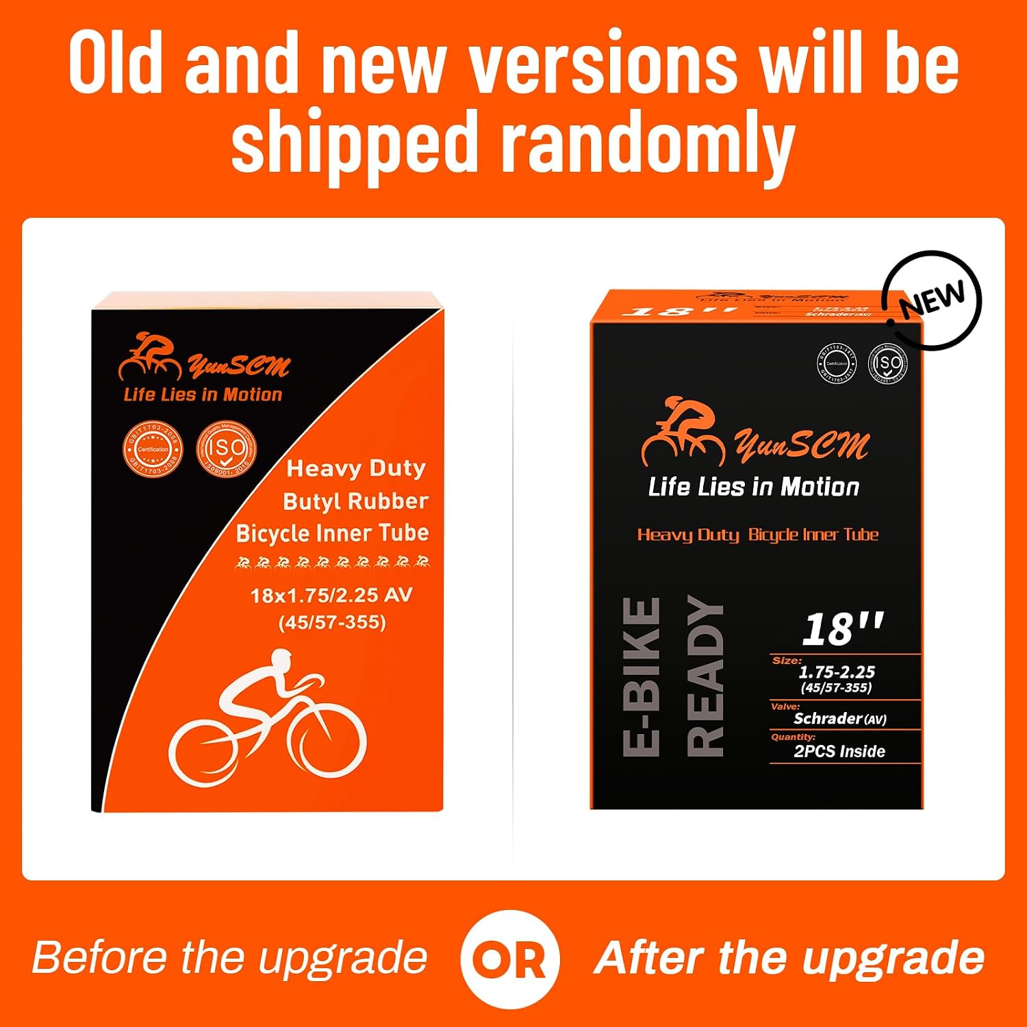 YUNSCM 2-PCS 18'' Bike Tubes 18x1.50/1.95-1.75/2.25 Heavy Duty 18" Bicyle Tubes Schrader Valve for 18x1.50/1.75/1.95/2.125/2.20/2.25 Bike Bicycle
