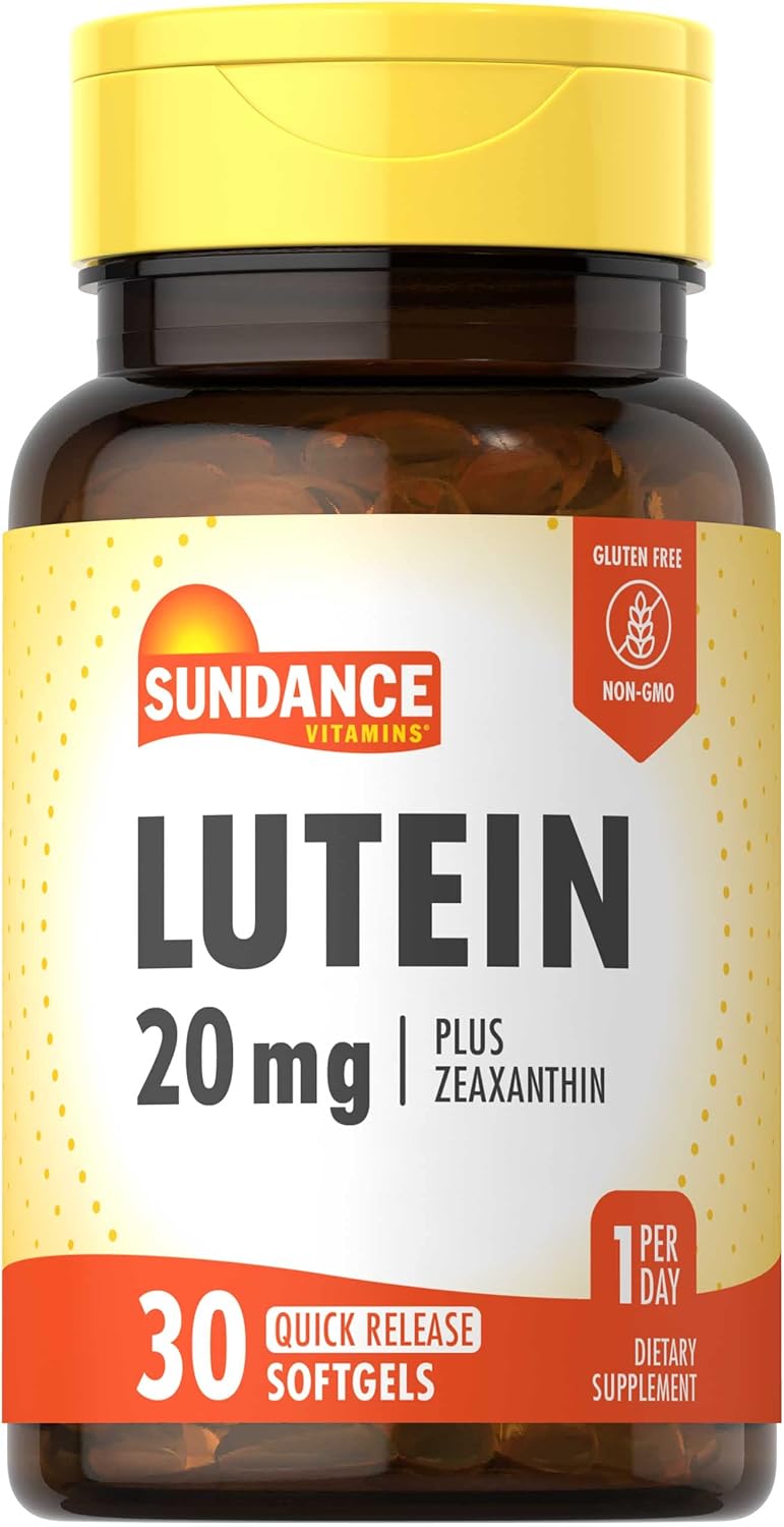 Sundance Lutein 20mg | 30 Softgels | with Zeaxanthin | Non-GMO and Gluten Free Supplement | Non-GMO and Gluten Free Supplement