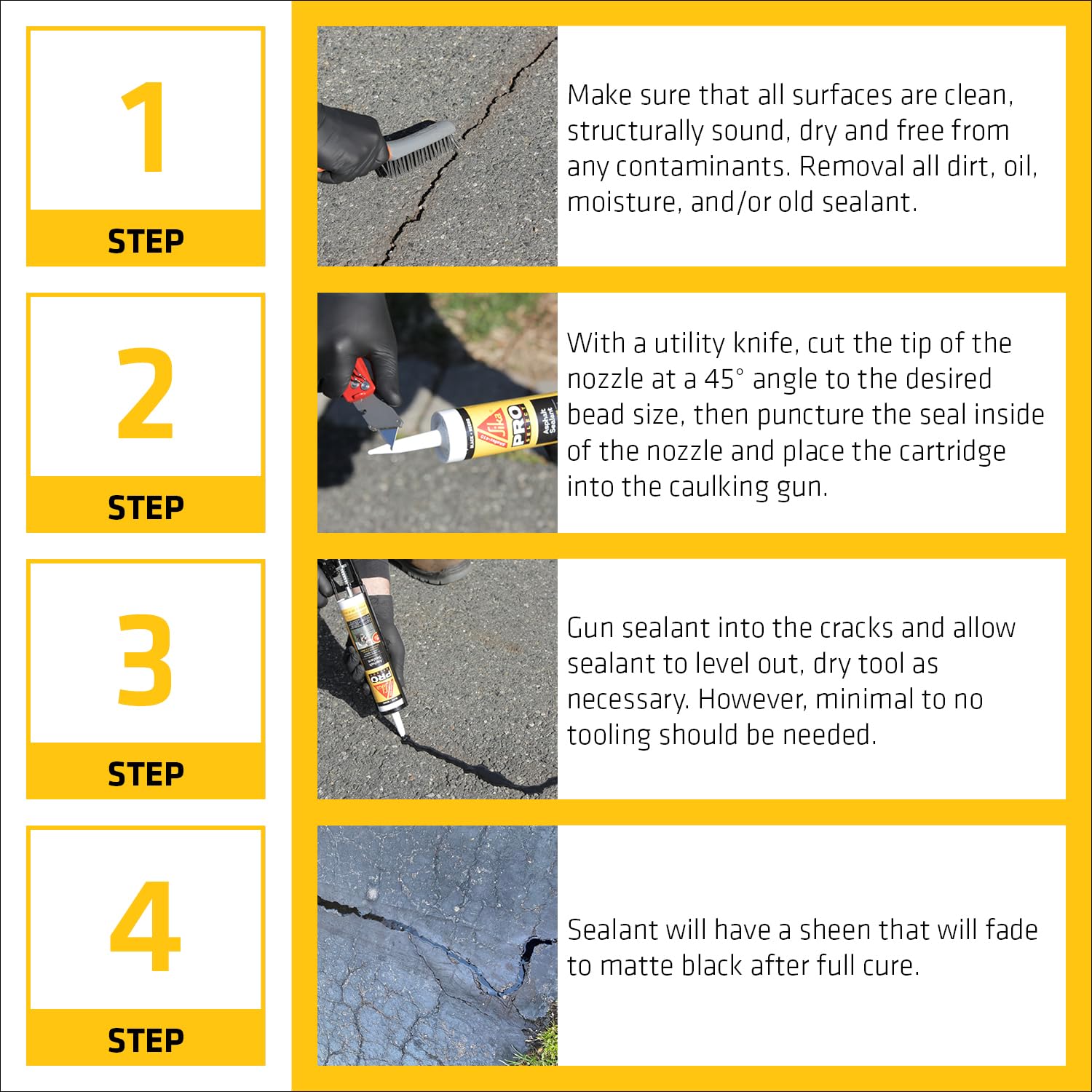 SIKA Sikaflex-410 Asphalt Sealant, Black, Self-Leveling Hybrid Sealant for Filling Cracks in Asphalt Driveways, Roadways