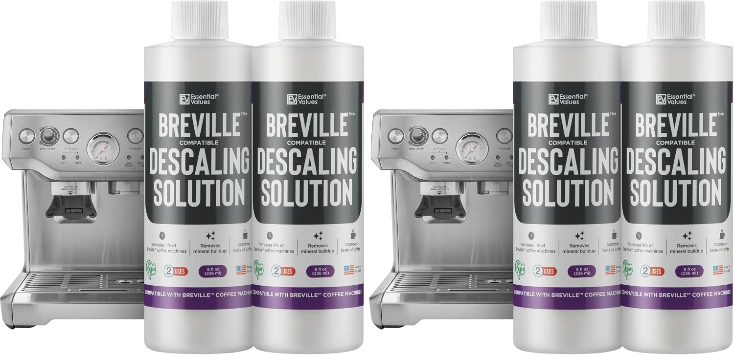 Essential Values Universal Descaling Solution, Made in the USA for Delonghi, Keurig, Breville,Nespresso (2 Uses) Coffee Machine Descaler Cleaner for all Automatic Coffee Makers & Espresso Machines