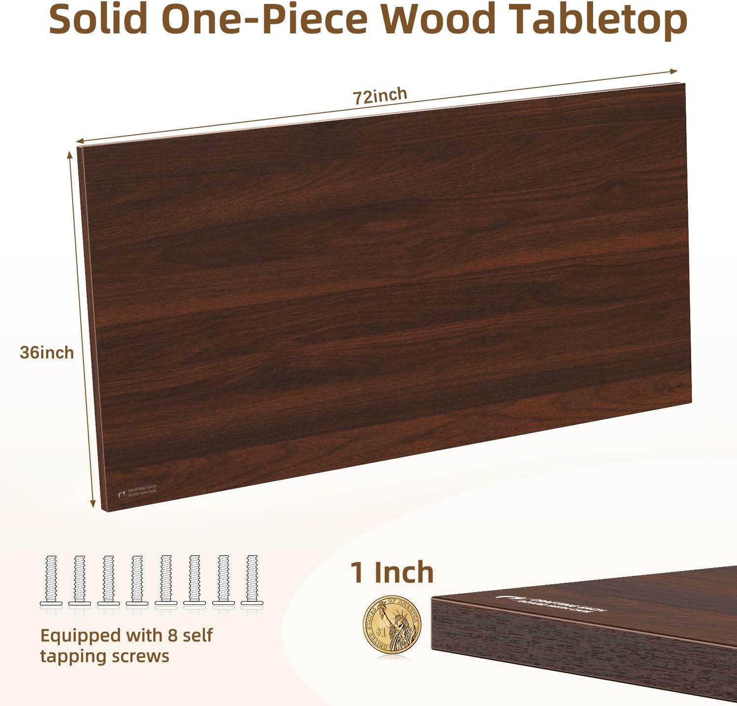 Rectangular Wood Table Top, 71x32x1 in Solid One-Piece Workbench Top | Wood Table Top Particle Board For Standing Desk, Home Office DIY Countertop, Washer Dryer, Coffee Bar And Workbench Use