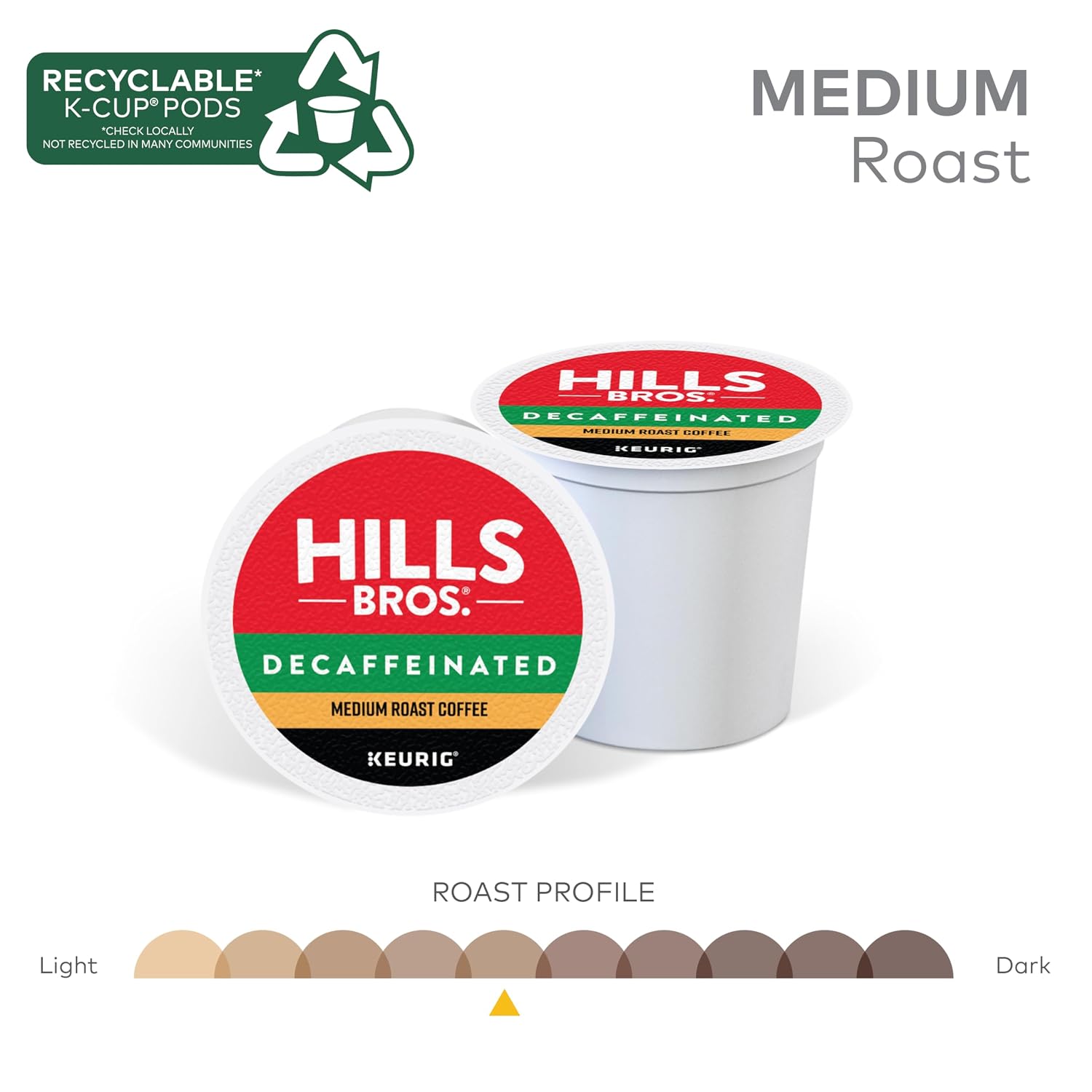 Hills Bros Single Serve Coffee Pods, 100% Colombian Ground Coffee, Medium Roast, 12 Count – Keurig Compatible, Roasted 100% Arabica Beans, Smooth Balanced Flavor