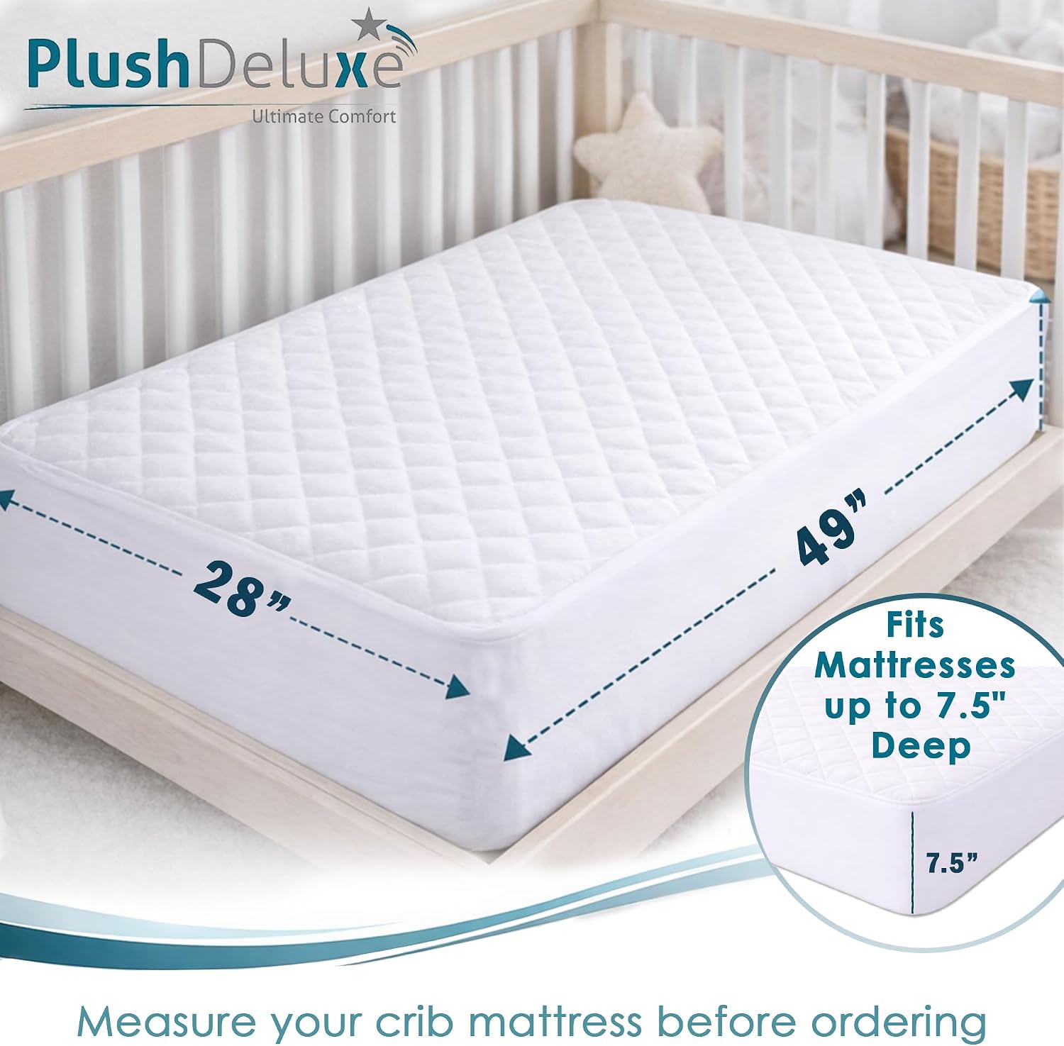 PlushDeluxe Bamboo Waterproof Mattress Protector, Queen Size, Ultra Soft