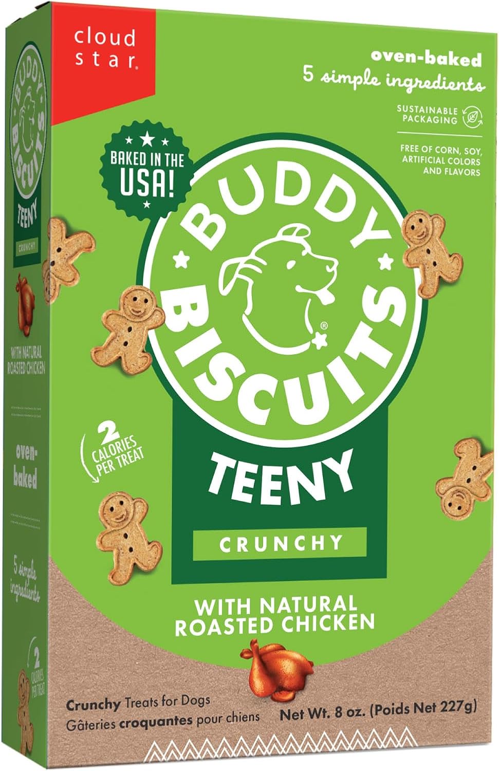 Buddy Biscuits Teeny Crunchy Dog Treats, Roasted Chicken, 8 oz. Box