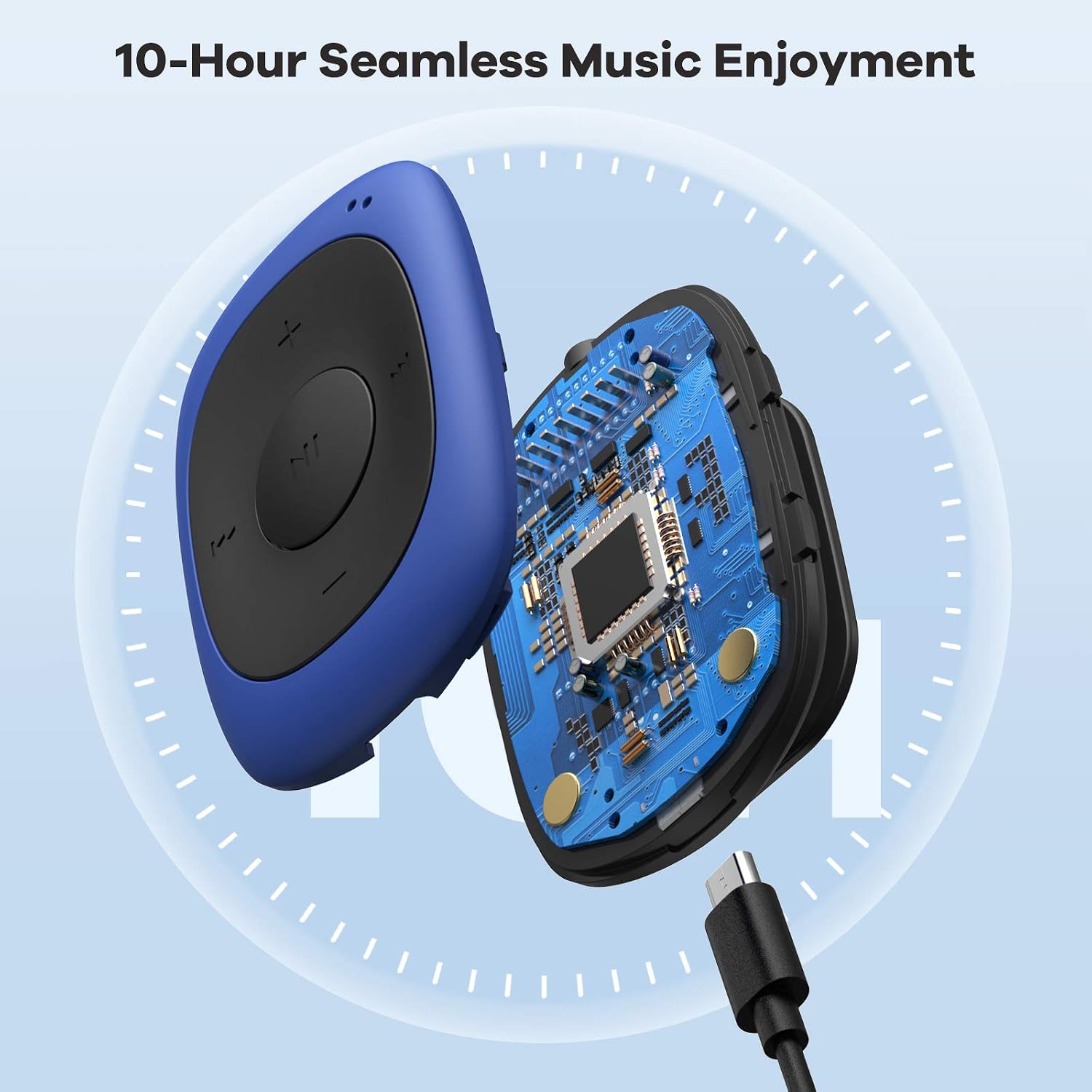 AGPTEK G02 8GB Clip MP3 Player with FM Shuffle & Sweatproof Silicone Case | Screen-Free Portable Music Player, No Bluetooth, Simple for Sports, Running & Walking