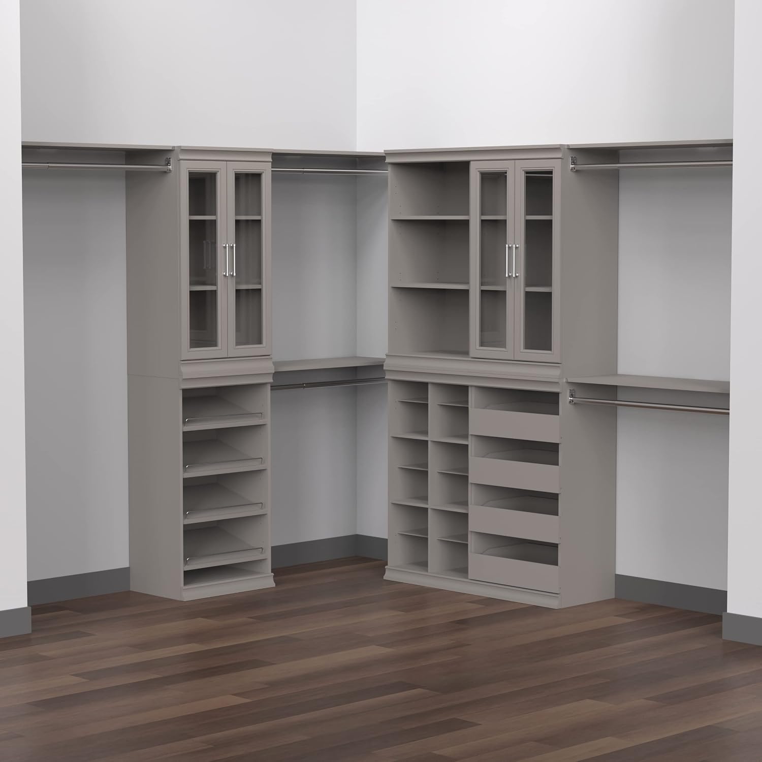 ClosetMaid Modular Storage Unit with 4 Drawers, Wood Closet Organizer, Stacking, Full Backer, Storage, Decorative Trim, White