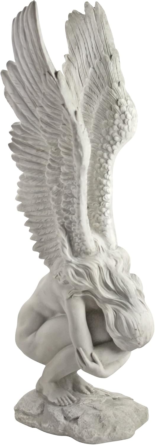 Design Toscano Remembrance and Redemption Angel Religious Indoor/Outdoor Garden Statue, From Base to Top of the Wings Nearly 3 feet tall! Tall, Cast Stone Resin, Antique Stone Finish