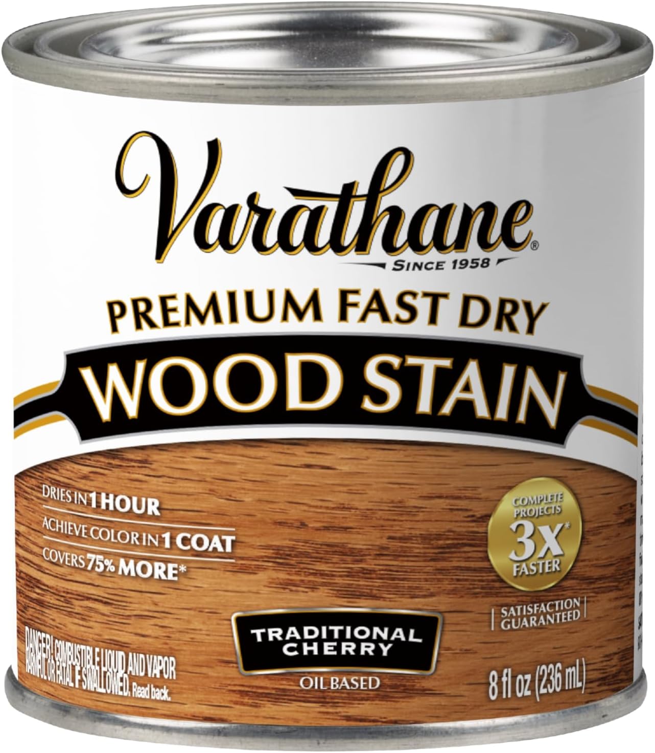 Varathane Premium Fast Dry Weathered Gray Wood Stain | Oil-Based, 1 Coat Color, 1 Hour Dry Time, Interior Wood Stain, Furniture, Cabinets, Doors, Covers Up to 275 Sq Ft, Quart