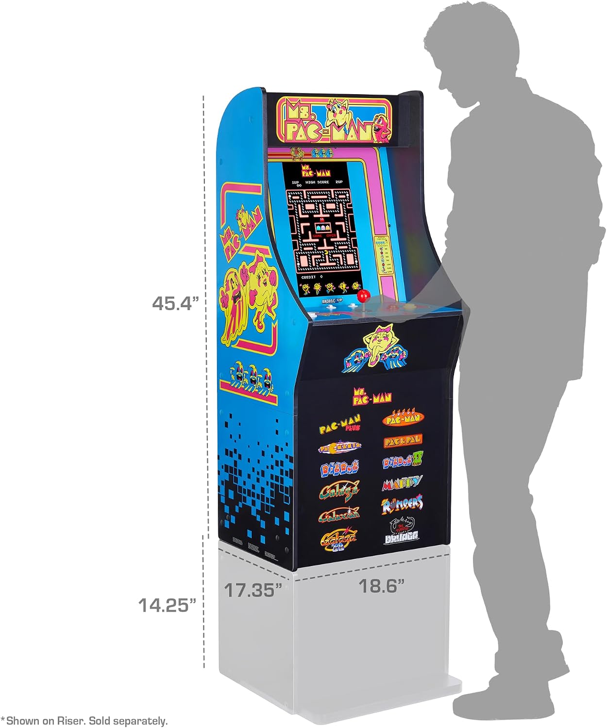 Arcade1Up Ms. Pac-Man Classic SE Arcade Machine, 13 Classic Games | 4 Feet Tall with 15.6-Inch IPS Color Monitor, Dual Speakers and Wi-Fi Leaderboards