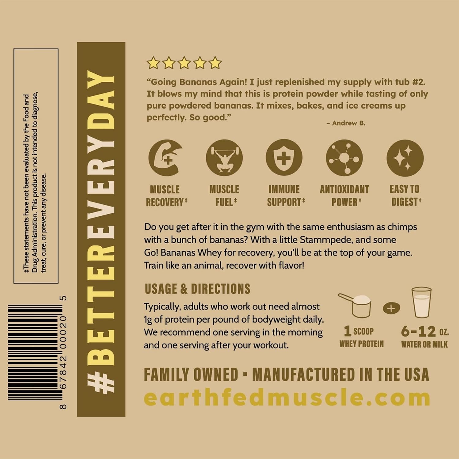 Earth Fed Muscle Whey Back Vanilla Irish Grass Fed Whey Protein Isolate | 25g protein per scoop, Third-Party Certified. Smooth vanilla, zero artificial sweeteners. Cold-processed in Ireland.