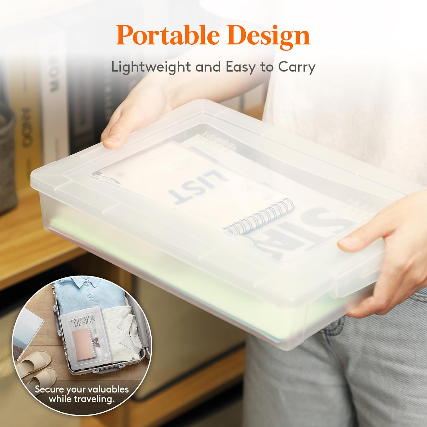 Lifewit Paper Organizer Storage with Lid, Fits 8.5" x 11" Letter, 4 Pcs | Multi-Purpose Plastic File Box with Latching Lids