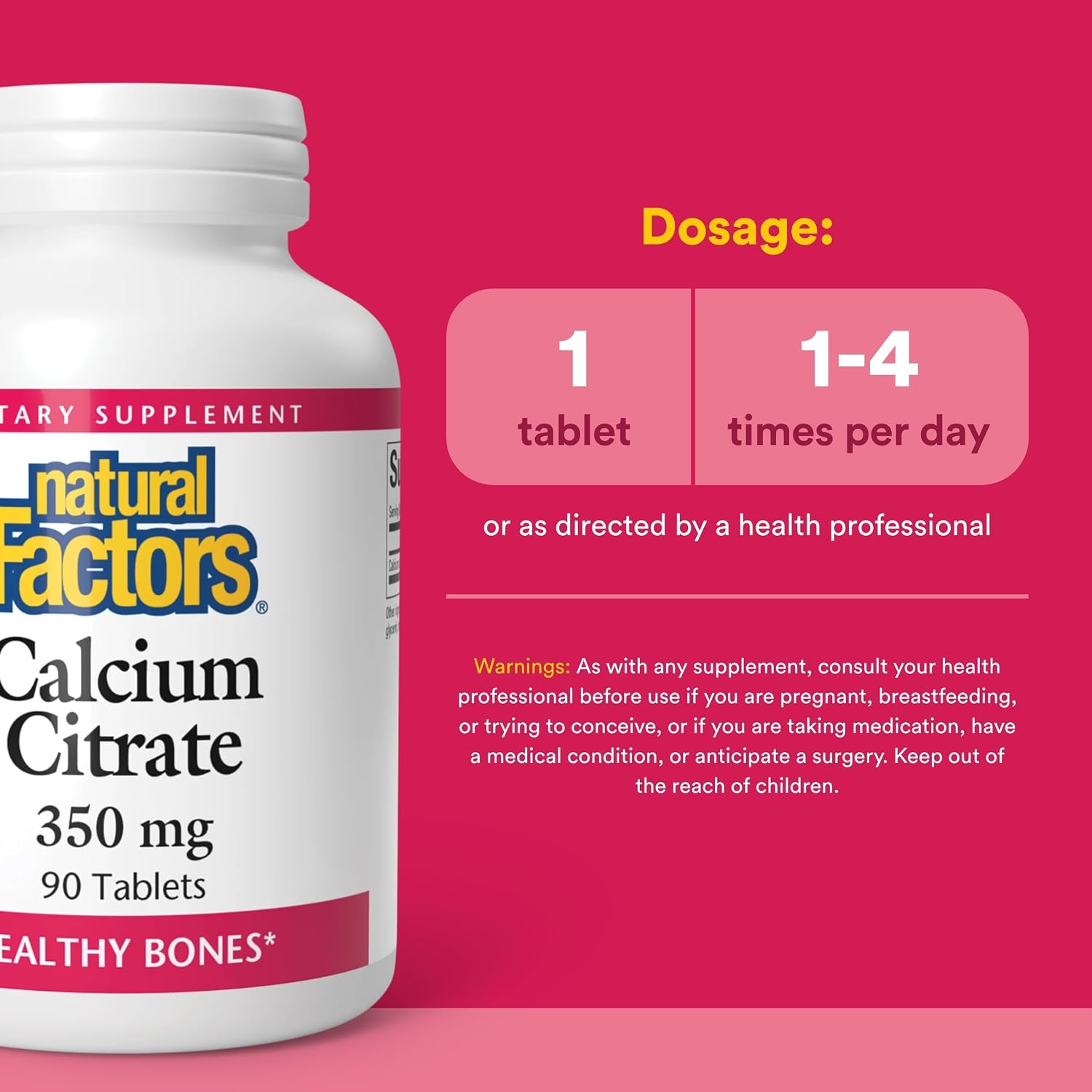 Natural Factors, Calcium Citrate, Helps Maintain Strong Bones and Teeth, 90 tablets (90 servings)