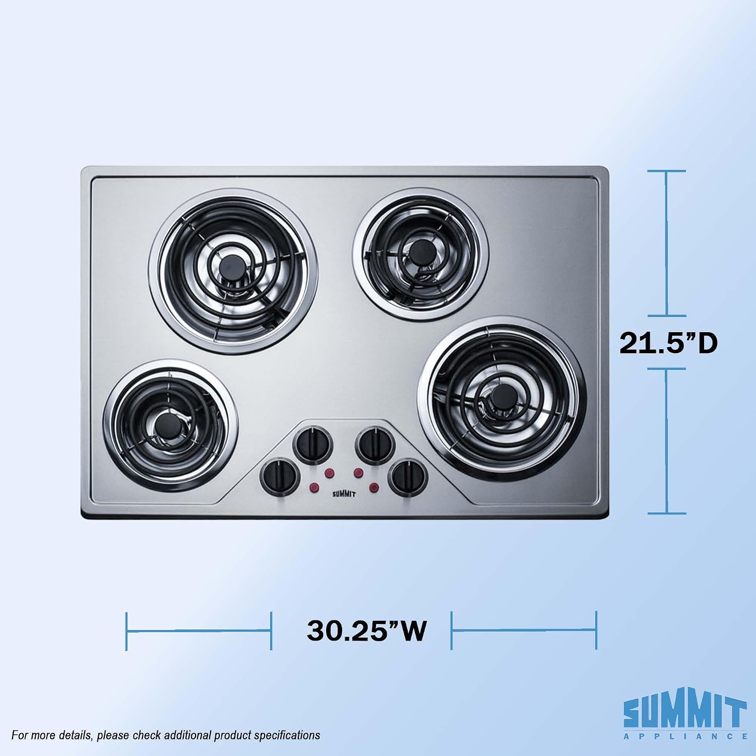 Summit 30" 4 Burner Electric Cooktop Stainless Steel - CR430SS