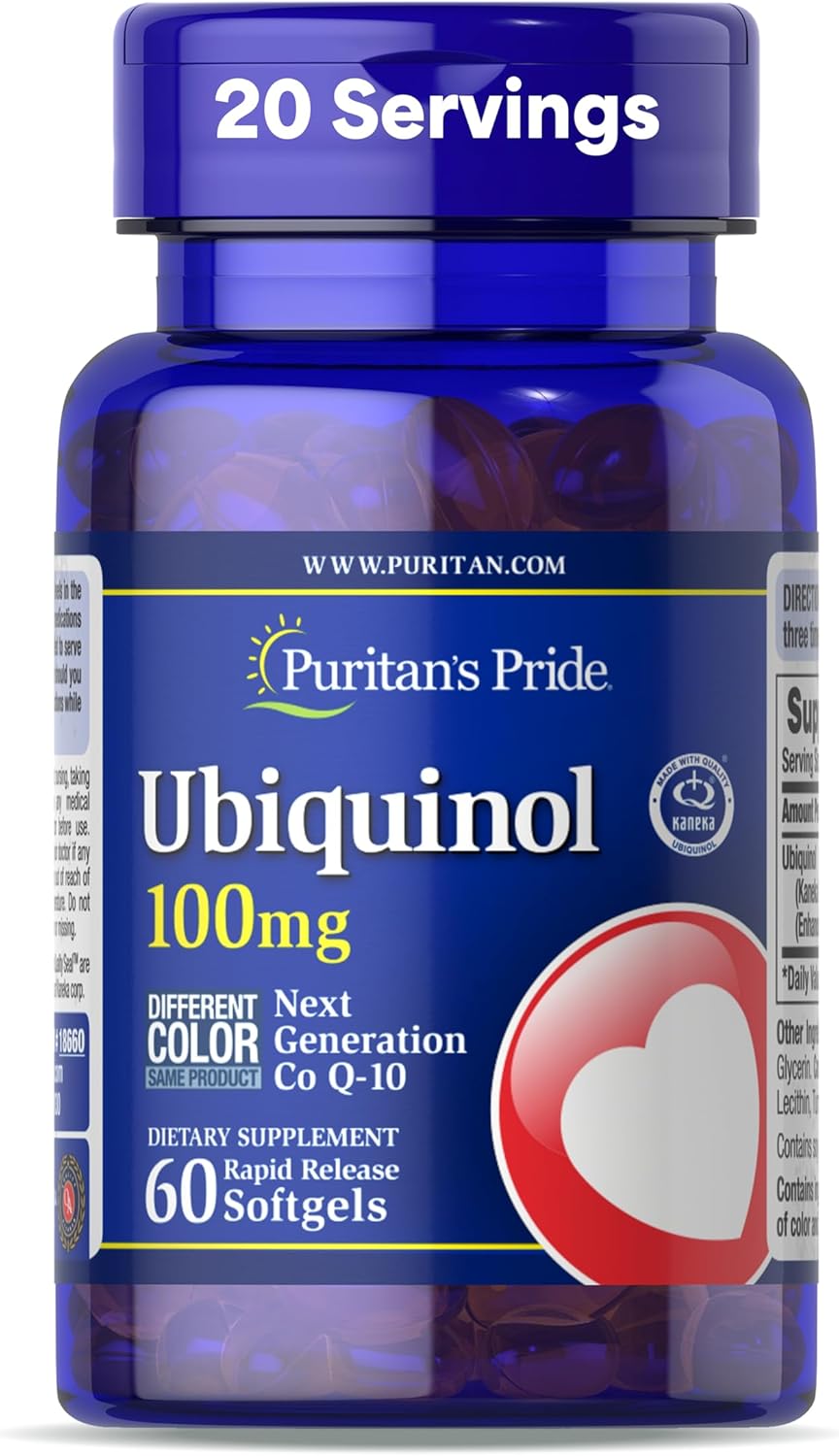 Puritan's Pride Next Gen Ubiquinol Coenzyme CoQ10 100mg, 60 Servings