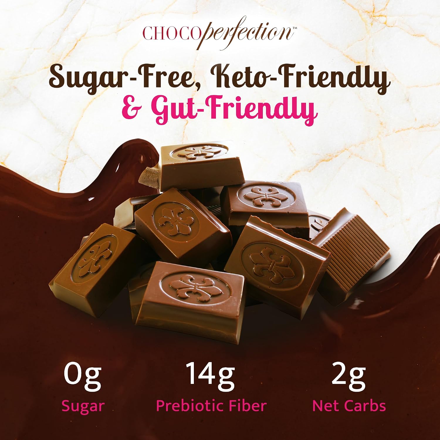 ChocoPerfection Dark Chocolate Bars - No Sugar Low Carb Snack - 12 Pack 50G