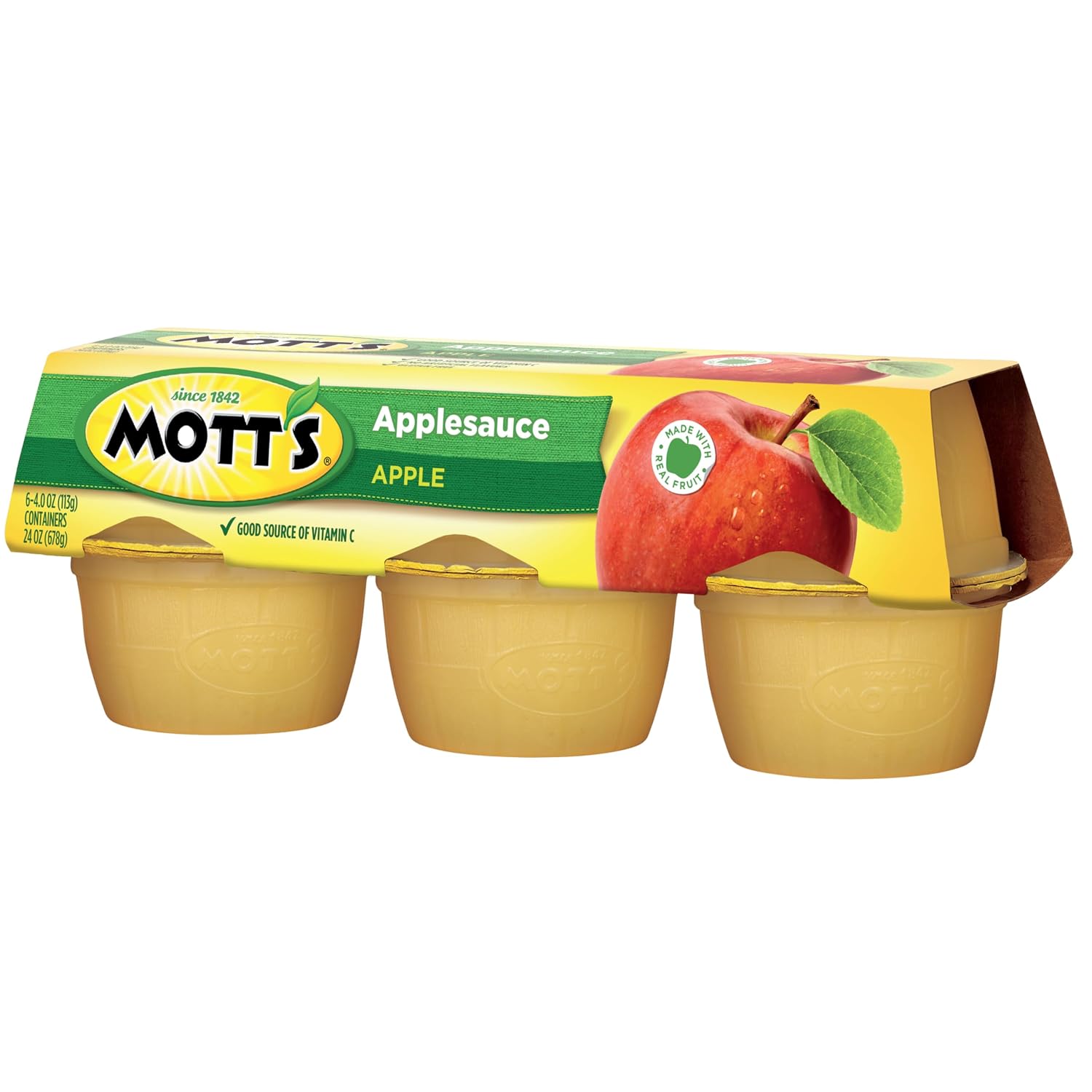 Mott's Applesauce, 4 Oz Cups, 72 Count (12 Packs Of 6), No Artificial Flavors, Good Source Of Vitamin C, Nutritious Option For The Whole Family