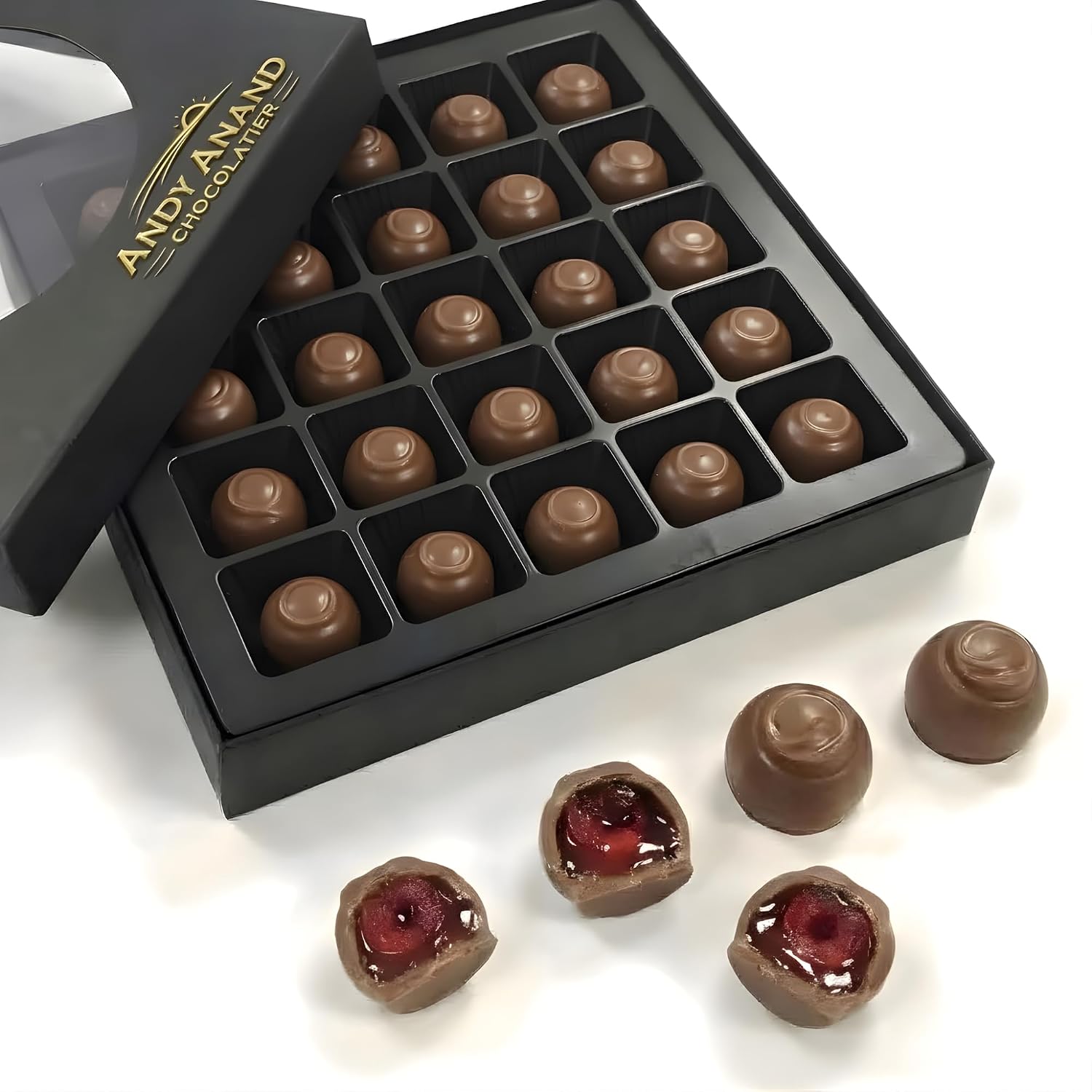 ANDY ANAND CHOCOLATIER Sugar Free Belgian Dark Chocolate Cherry Cordials - Plant Based