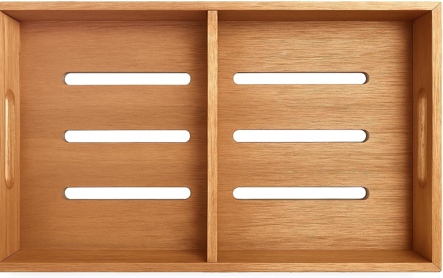 F.e.s.s. Fess Storage versatility Cedar Tray with Adjustable Divider