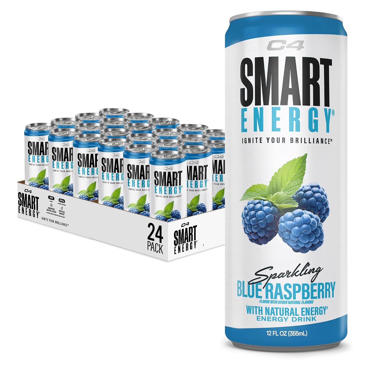 C4 Smart Energy Drink, 200mg Caffeine, 12 Fl Oz 12pk