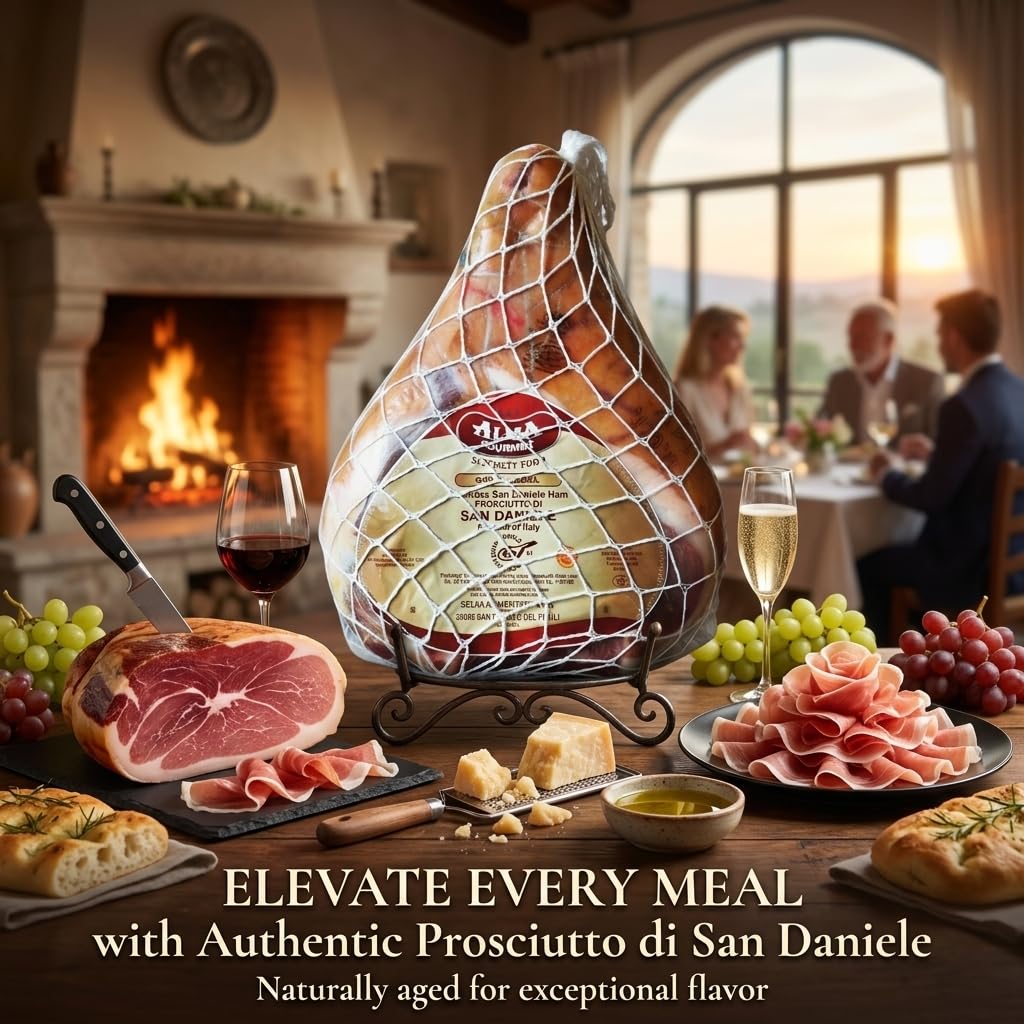 Prosciutto di San Daniele D.O.P. - Boneless Whole Ham – Authentic Italian Prosciutto, Dry-Cured Pork Leg Aged 18 Months