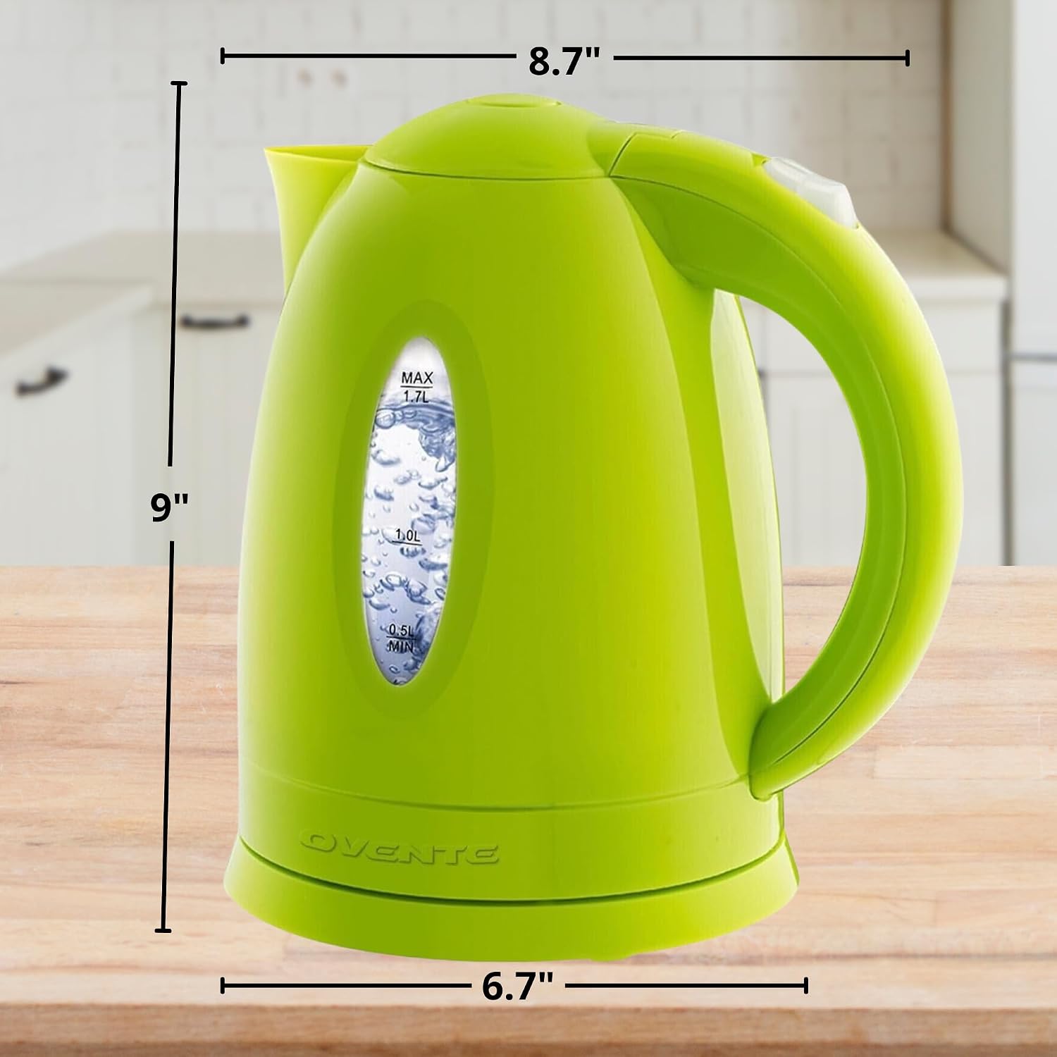 OVENTE 1.7L Electric Kettle with 1100W Fast Boiling Water, Green KP72G