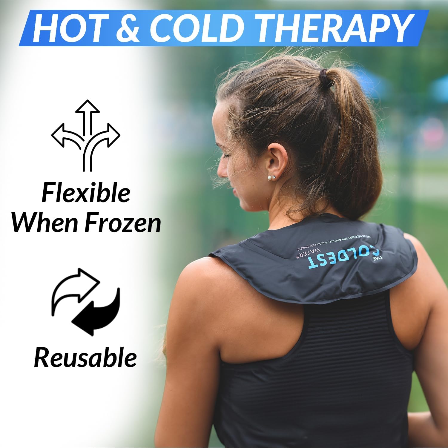 Coldest Neck Shoulder Ice Pack for Injuries Reusable Gel Cold Pack Wrap for Upper Back Pain Relief Cold Compress Therapy for Swelling, Bruises
