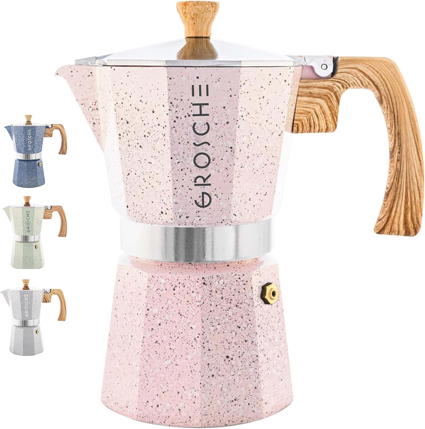 GROSCHE Milano Moka Pot | 9 Espresso Cup - 15.2 oz | Stovetop Espresso Percolator & Coffee Maker – Portable, Ideal for Home and Camping | Cuban Coffee Maker And Italian Moka Pot For Stovetop Espresso; For Gas, Electric, And Propane Stoves With A Soft-Tou…