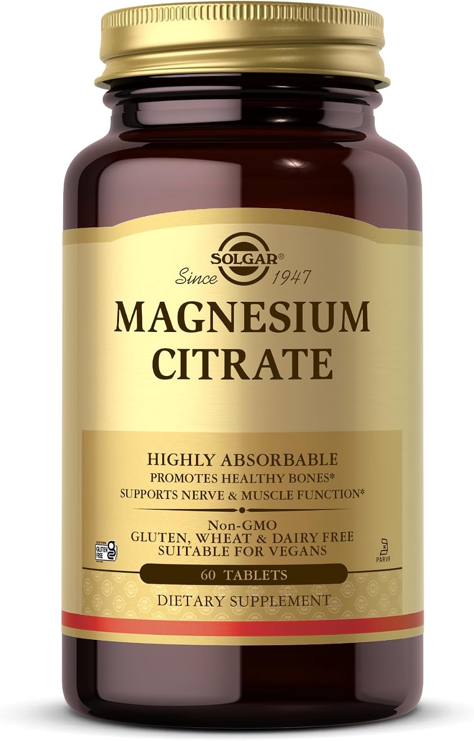 Solgar Magnesium Citrate, 120 Tablets - Promotes Calm, Non-GMO, Gluten Free | Supports Muscle Function and Relaxation, Gluten Free - 120 Tablet Serving