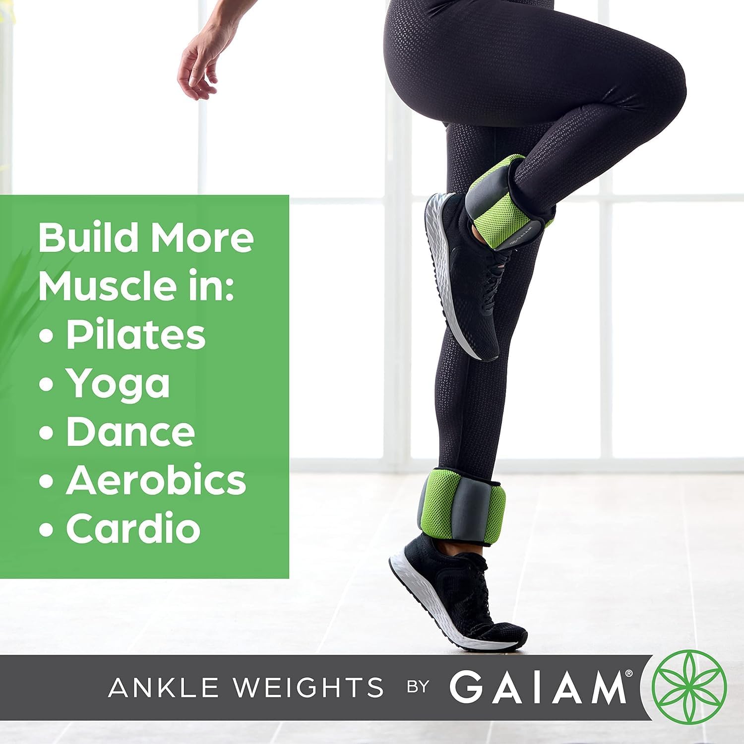 Gaiam Ankle Weights, Wearable Bracelet to Strengthen, Tone & Sculpt, Adjustable Ankle Weights for Women & Men for Yoga, Dance, Pilates, Barre, Cardio
