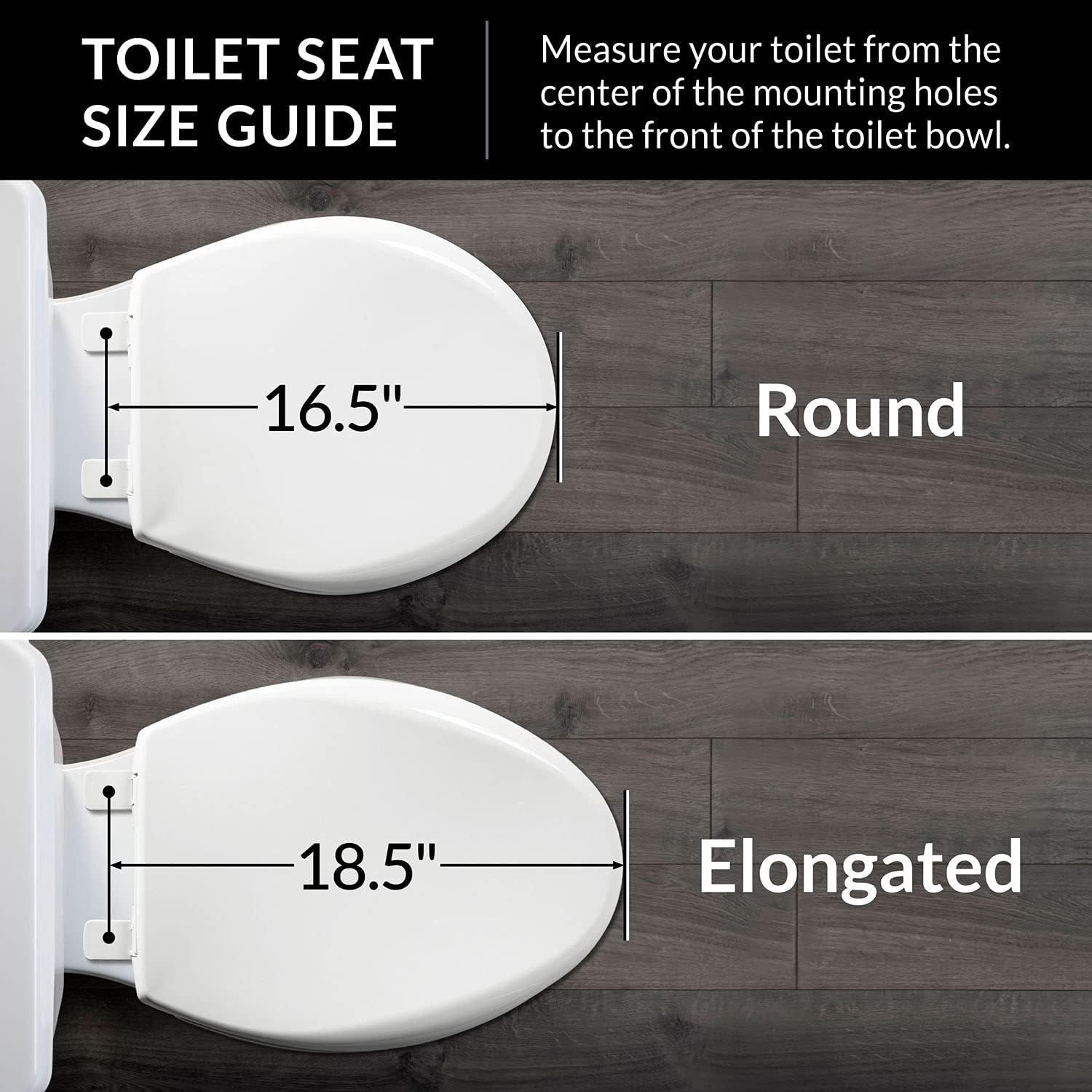 Mayfair Cameron Black Toilet Seat, Non Slip Heavy Duty Wood, Easy Clean, Made in USA, Round
