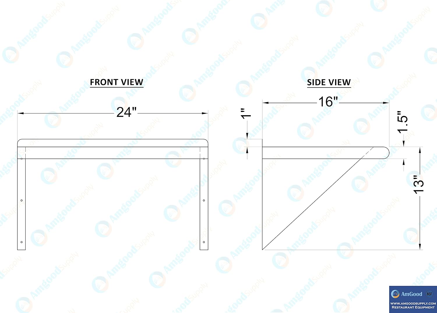 AmGood 24" Long X 18" Deep Stainless Steel Wall Shelf | NSF Certified | Appliance & Equipment Metal Shelving | Kitchen, Restaurant, Garage, Laundry, Utility Room