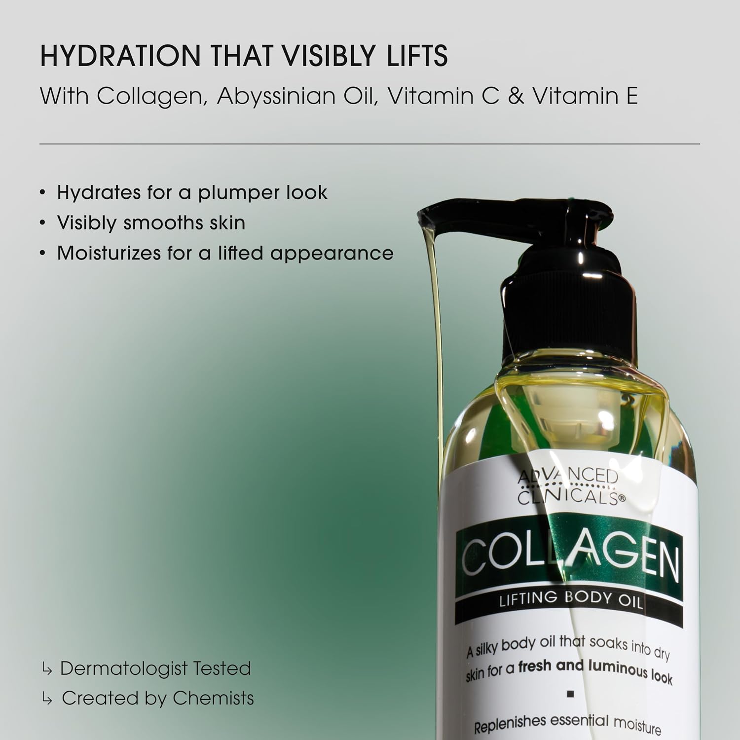 Advanced Clinicals Hydrating Collagen Oil For Body & After Shower | Visible Anti Aging Moisturizing Collagen Body Oil For Women & Men Helps Soften Appearance Of Crepe Skin & Wrinkles, 3.8 Fl Oz