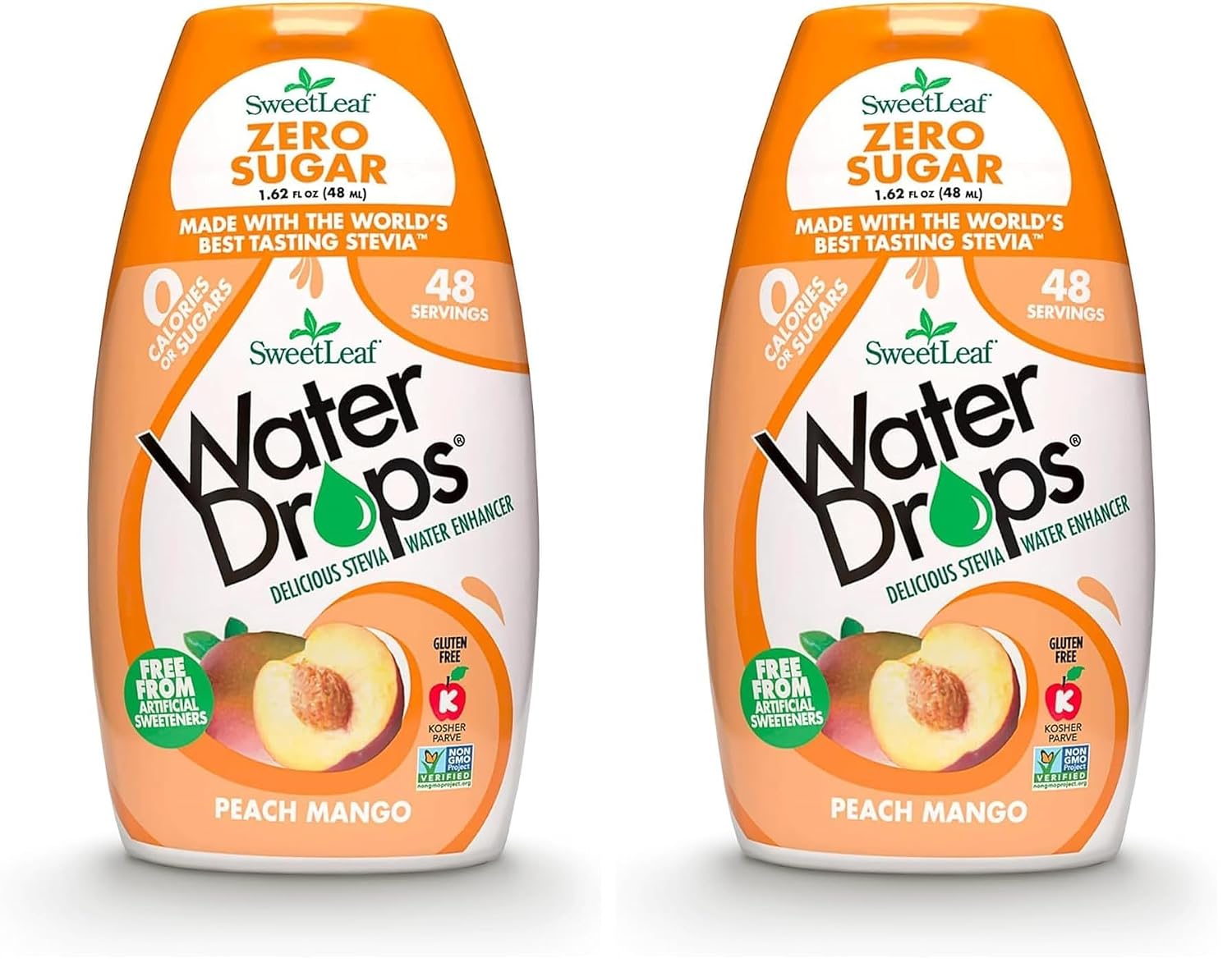 SweetLeaf Water Drops, Peach Mango – Sugar-Free Water Enhancer Drops, Stevia & Monk Fruit Sweetener Water Flavoring, 1.62 Oz (Pack of 6) | Stevia Water Enhancer, Sugar Free, Zero Calorie Additive, Contains Monk Fruit Extract, Gluten Free, Keto Friendly