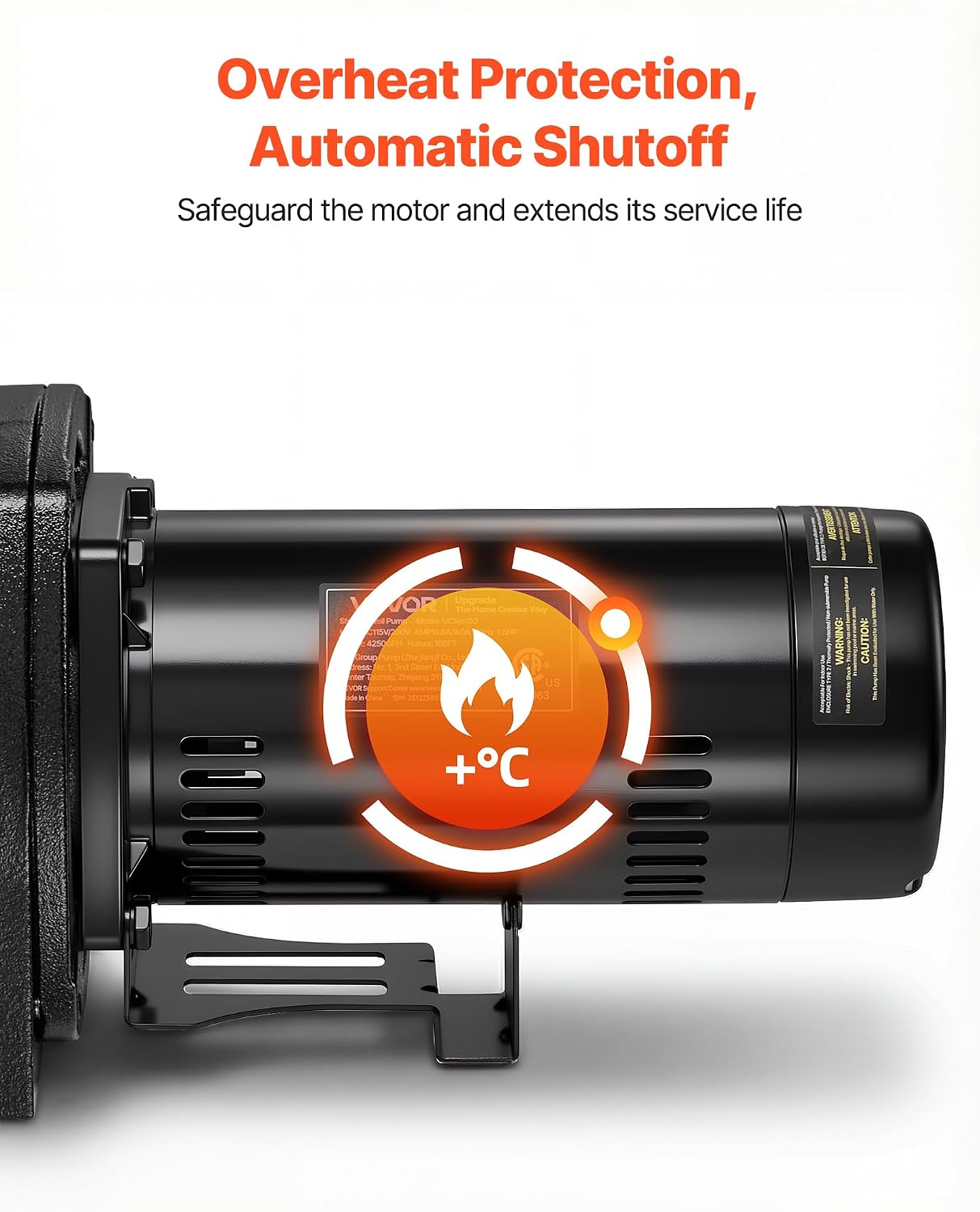VEVOR 1/2 HP Shallow Well Jet Pump, AC 115/230 Volt, 790 GPH Dual Voltage Cast Iron Well Jet Pump, with 147 ft Max Head Lift, Automatic Pressure Switch, for Garden Irrigation Lawn Sprinkler System